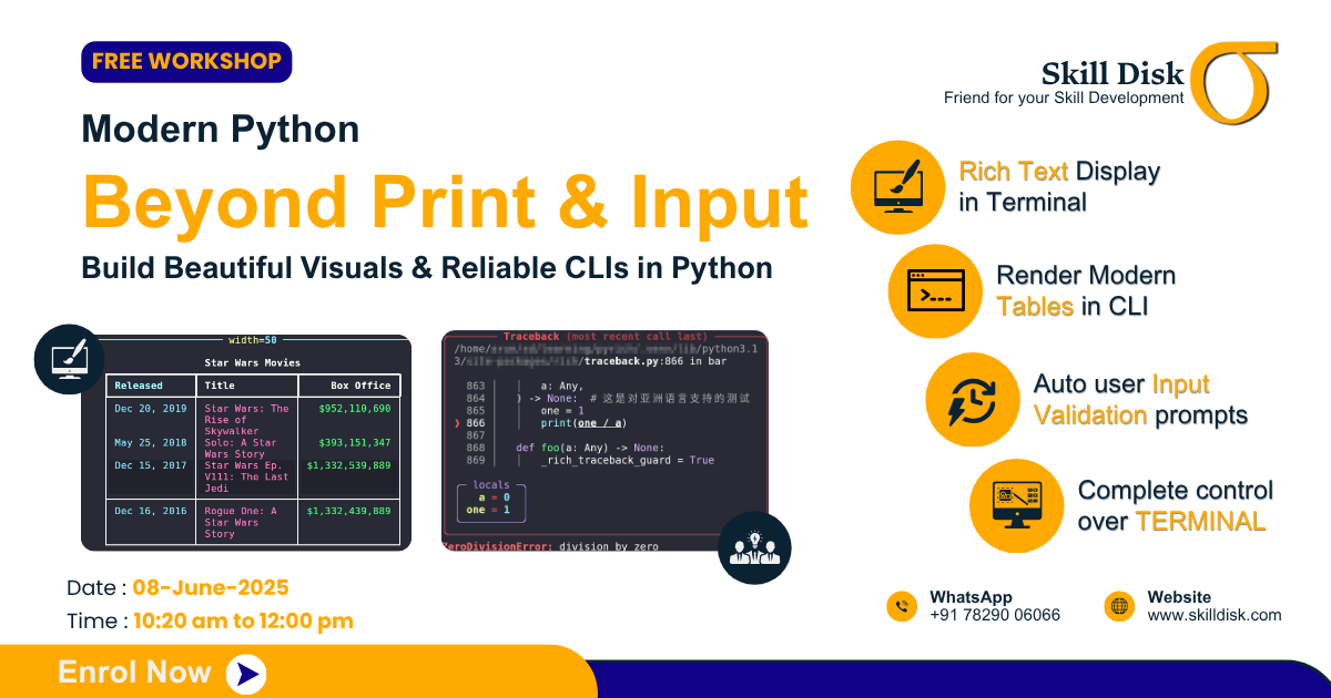 Beyond Print and Input: Build Beautiful Visuals & Reliable CLIs in Python - skill disk