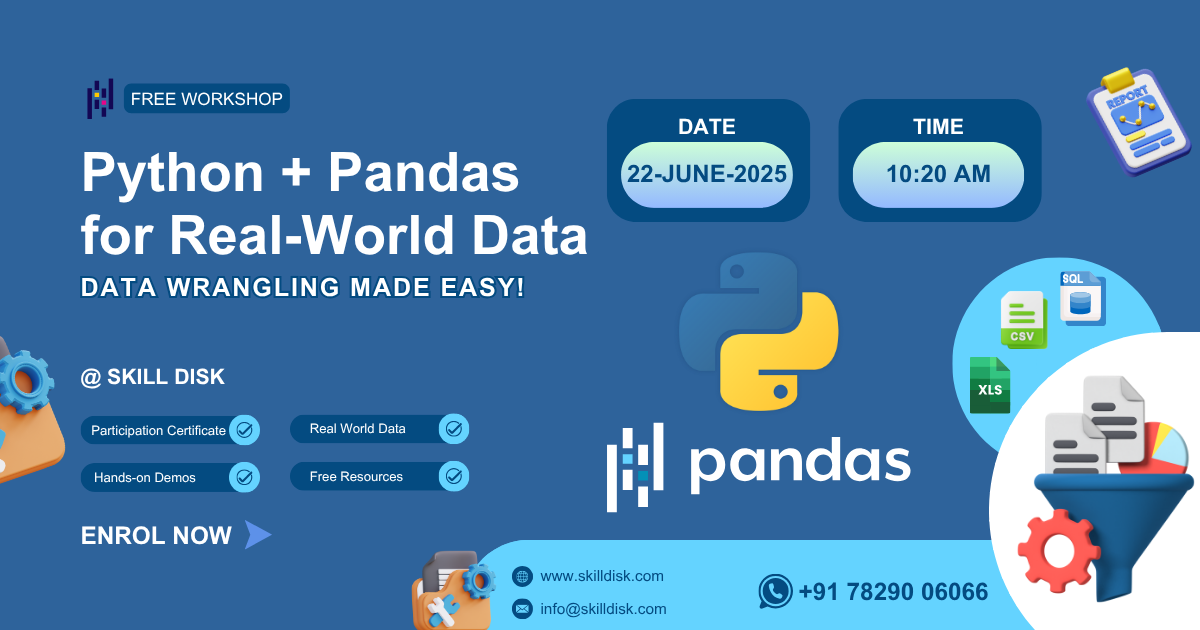 Python + Pandas for Real-World Data: Data Wrangling Made Easy! - skill disk